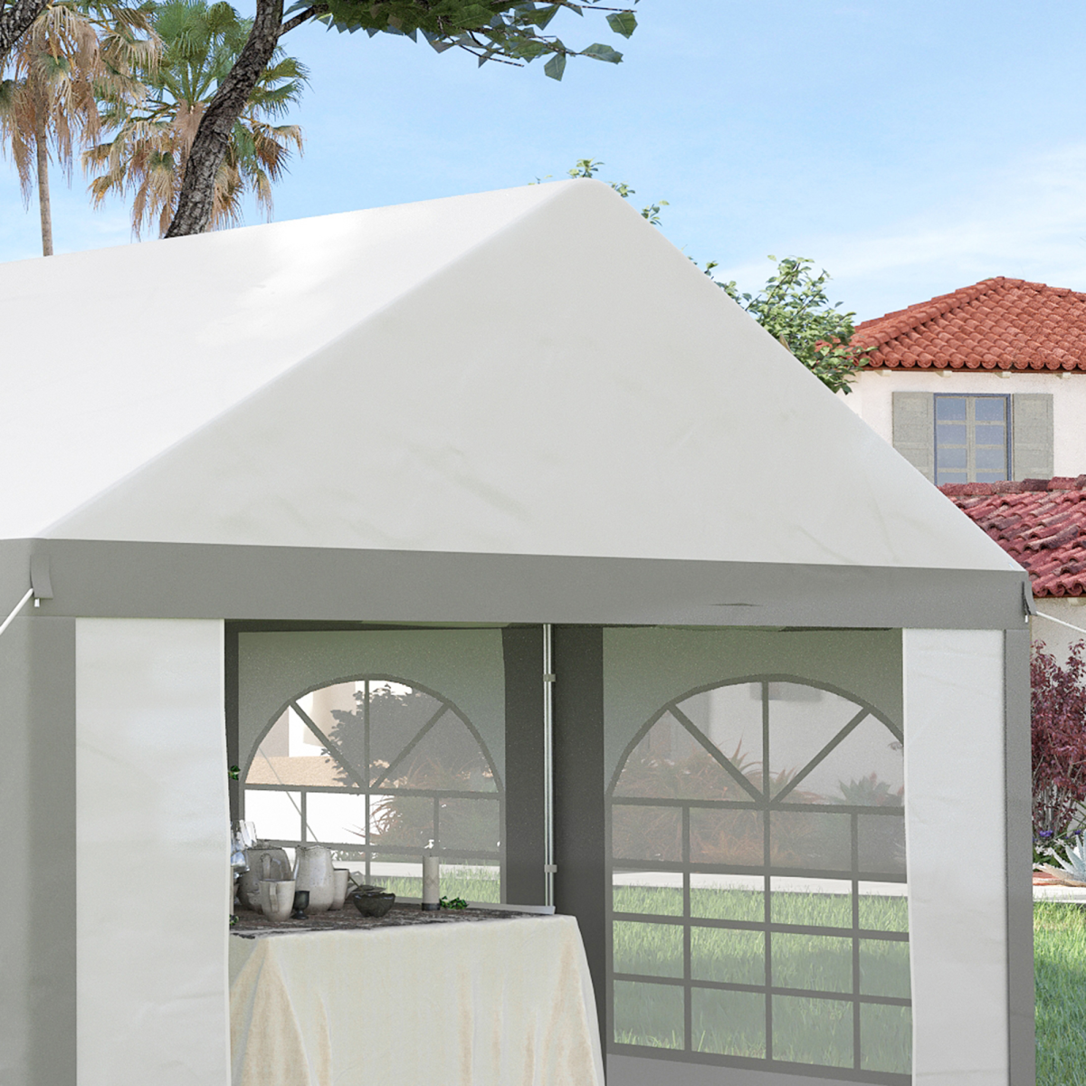 4x4m Party Tent Marquee Gazebo with Sides, 4 Windows & Double Doors - Image 7