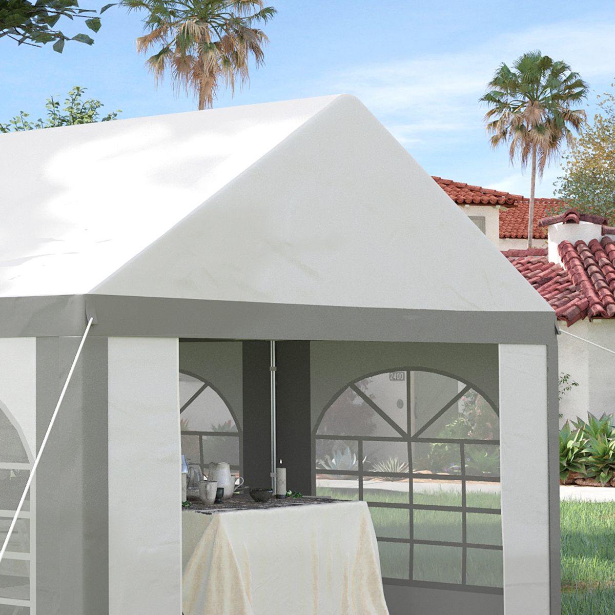 6x4m Party Tent Marquee Gazebo with Sides, 6 Windows & Double Doors - Image 7