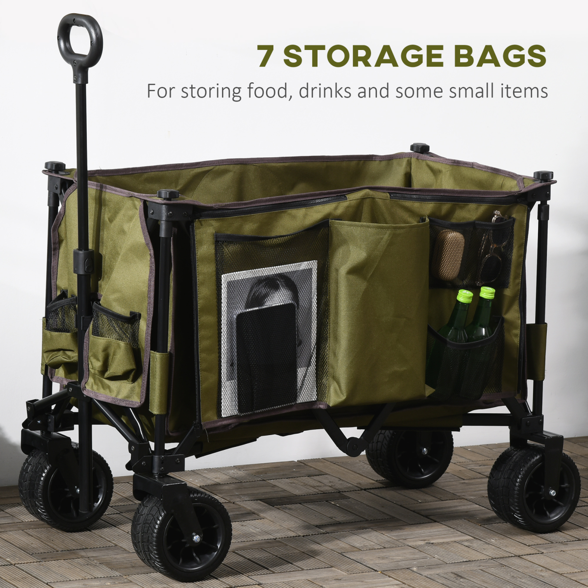 Folding Garden Trolley Collapsible Camping Cart Steel Frame Oxford Fabric - Image 7