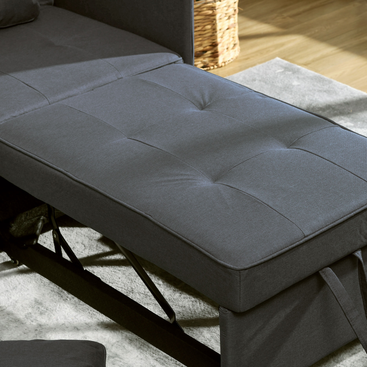 HOMCOM Folding Sleeper Sofa Bed Chair with Pillows, Pocket, Grey - Image 7