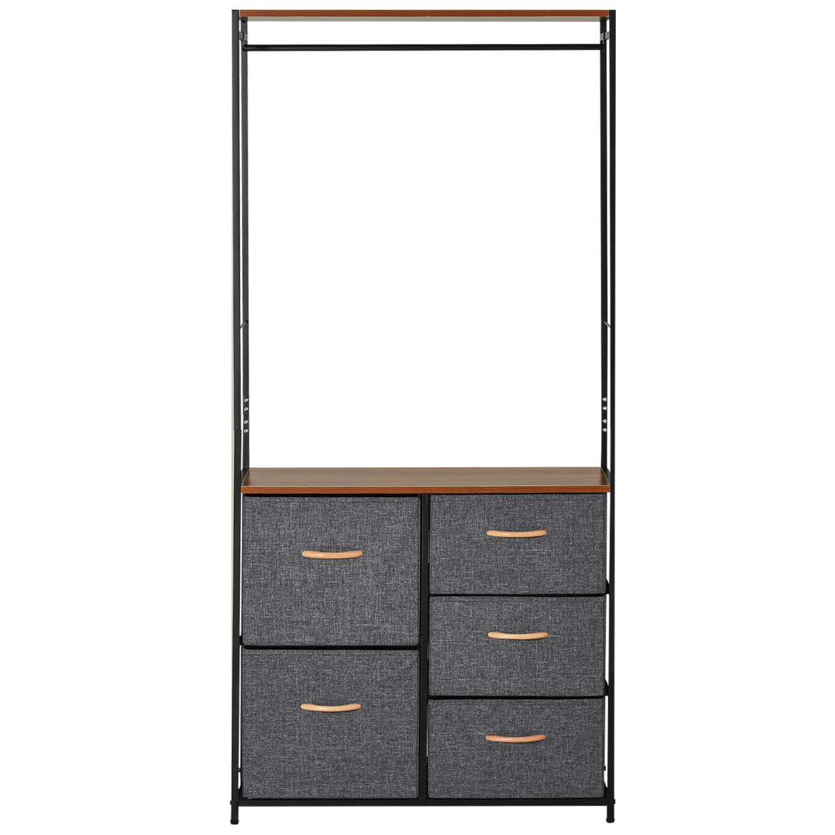 175x83cm Freestanding Steel Coat Rack with Drawers & Oak Shelf - Image 7