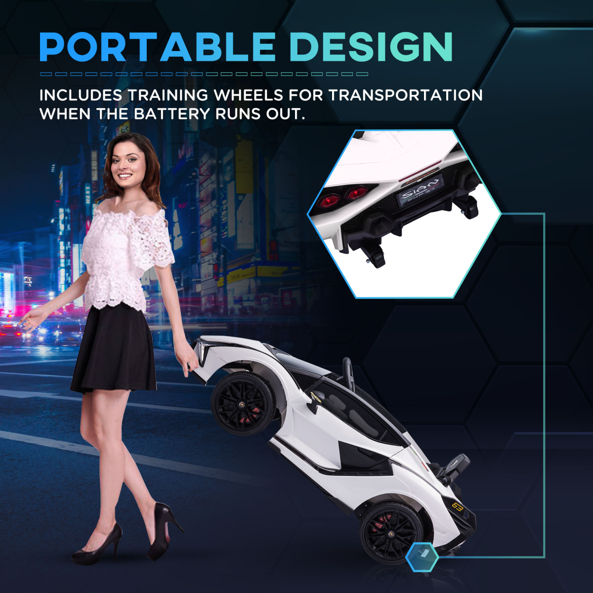 Lamborghini SIAN 12V Kids Electric Ride On Car Toy w/ Remote Control HOMCOM - Image 7