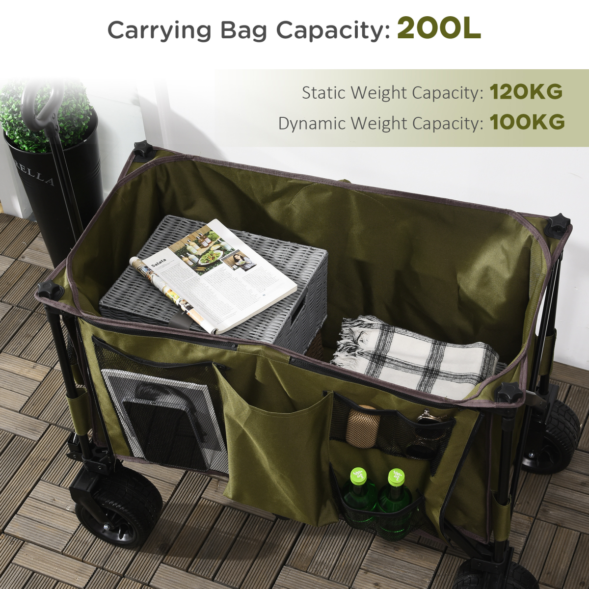 Folding Garden Trolley Collapsible Camping Cart Steel Frame Oxford Fabric - Image 8