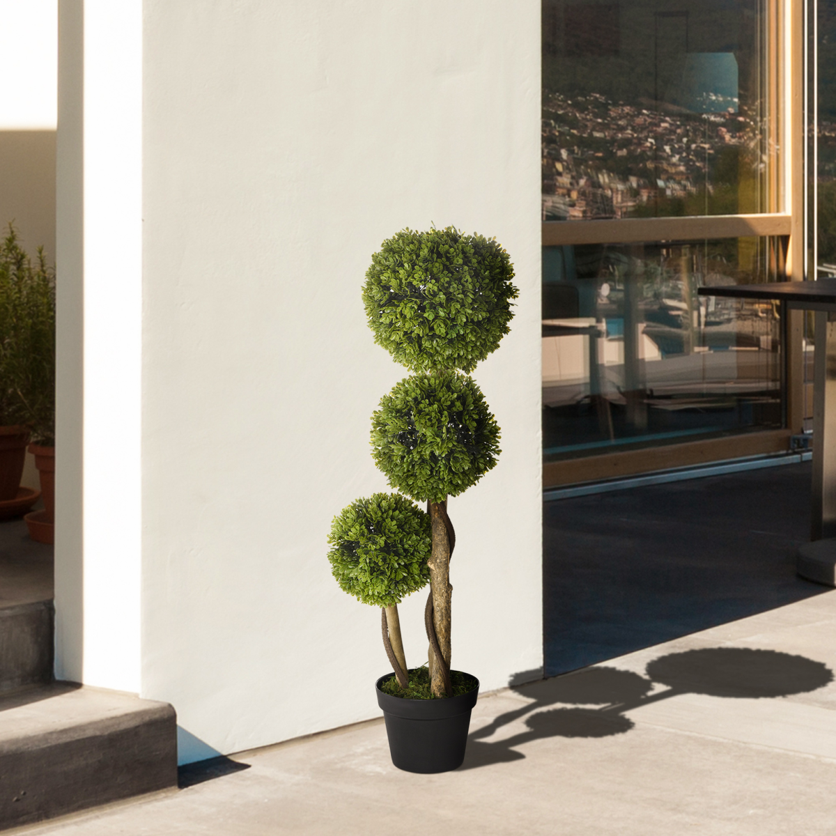 Potted Artificial Plants Boxwood Ball Topiary Trees Indoor Outdoor, 90cm - Image 8