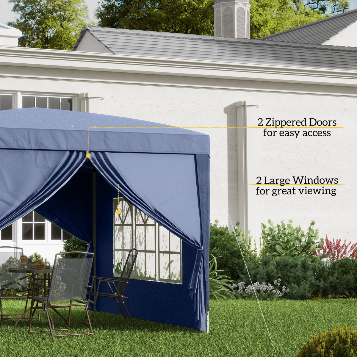 3mx3m Pop Up Gazebo Party Tent Canopy Marquee with Storage Bag Blue - Image 8