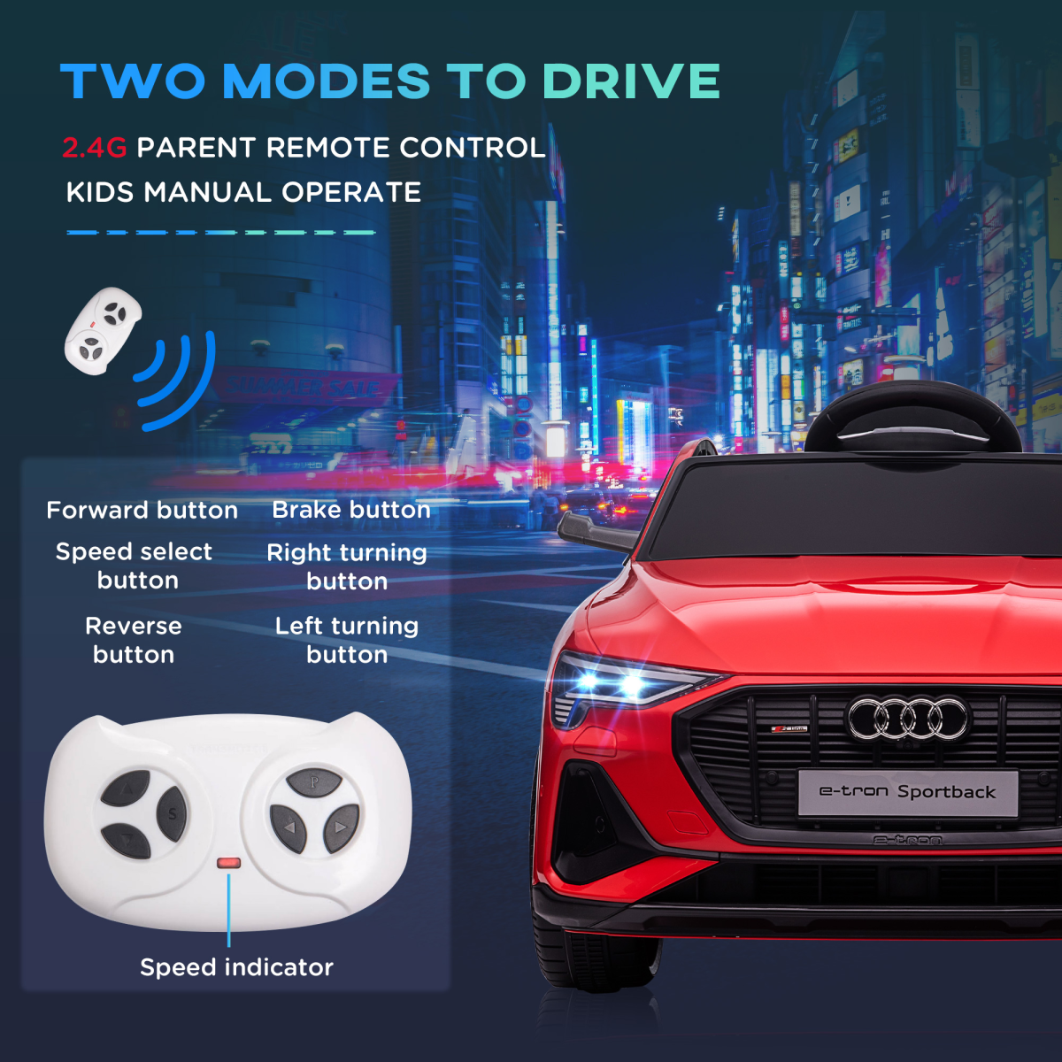 12V Kids Electric Ride-On Car/ w Remote Control, Lights, Music - Red - Image 8