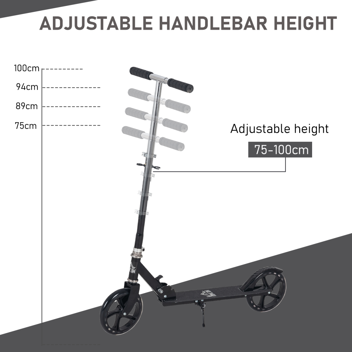 Kids Scooter Ride On Toy Height Adjustable For 7-14 Years, Black HOMCOM - Image 8