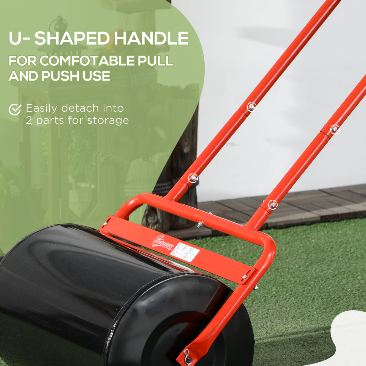 Outsunny 38L Push/Tow Lawn Roller Filled with Sand or Water, Garden Tool - Image 8