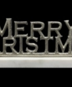 12" NICKEL PLATED MERRY CHRISTMAS ON STAND