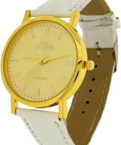 Relda Women Analogue Jumbo Goldtone Dial & Leather White Strap Buckle REL63