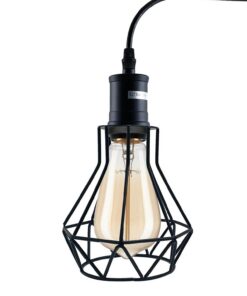 Industrial E27 Black Light Ceiling Pendant Light Cage Hanging Lampshade Fitting Kit