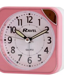 Ravel Pink Square Travel Alarm Clock - Compact Quartz, Precise RC001.2