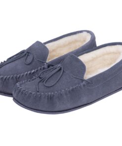 Nordvek Womens Sheepskin Suede Moccasin Slippers With Rubber Sole - 430-100