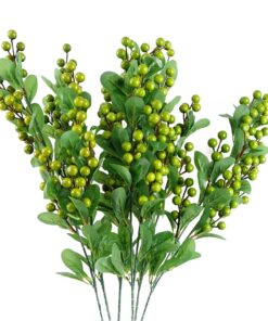 Pack of 6 x 70cm Artificial Green Berry Spray