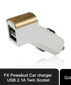FX Factory Powabud Twin Socket USB 2.1A Car Charger, Gold