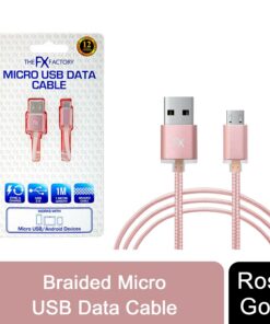 Fx Braided Micro USB Data Cable, Gold, Rose Gold, Space Grey, Silver[Rose Gold]