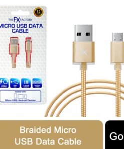 Fx Braided Micro USB Data Cable, Gold, Rose Gold, Space Grey, Silver[Gold]