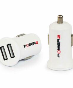 Powerz 2.4Amp Dual USB Port Car Charger - White