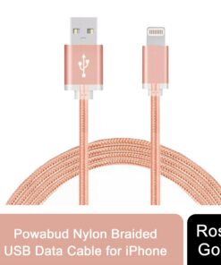 FX Powabud Nylon Braided USB Data Cable for Phone[Rose Gold]