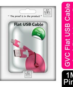 GVC 1 Metre Tangle Free Flat USB to 8 Pin Cable for Syncing & Charging, Pink