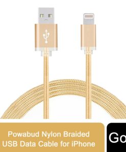 FX Powabud Nylon Braided USB Data Cable for Phone[Gold]