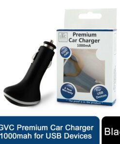 GVC Premium Car Charger 1000mah for USB Devices - Black