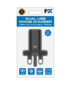 FX Dual UK Main Charger USB-C and USB-A, White
