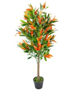 130cm Leaf Realistic Red Robin Artificial Ficus Tree Photinia Red Green