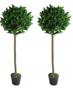 Pair of 120cm (4ft) Plain Stem Artificial Topiary Bay Laurel Ball Trees