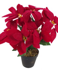 Artificial Christmas Xmas Red Poinsettia 40cm Potted Houseplant