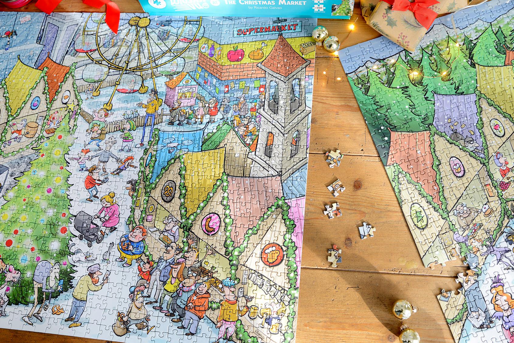 Djigsaw Vu at the Christmas Market 2 x 1000 Jigsaw Puzzles - Image 3