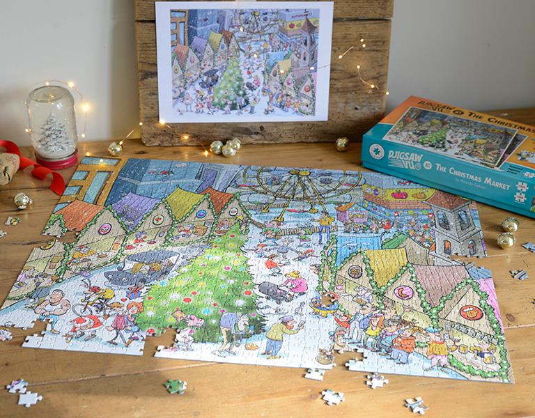 Djigsaw Vu at the Christmas Market 2 x 1000 Jigsaw Puzzles - Image 4