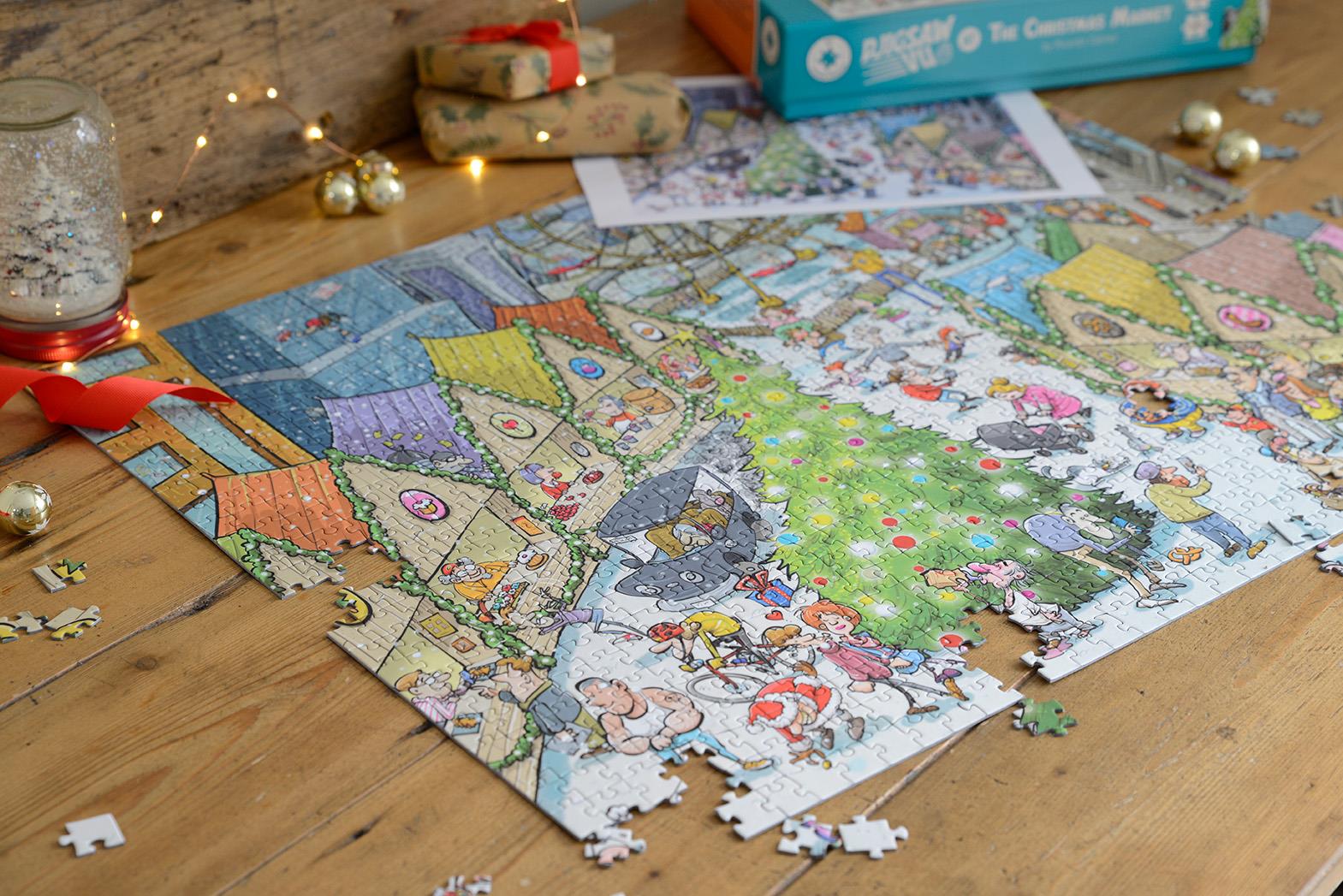 Djigsaw Vu at the Christmas Market 2 x 1000 Jigsaw Puzzles - Image 5
