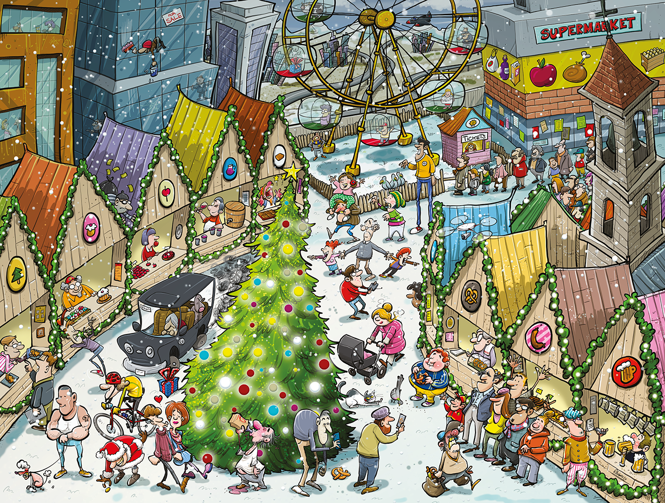 Djigsaw Vu at the Christmas Market 2 x 1000 Jigsaw Puzzles - Image 6