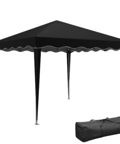 Steel Frame Gazebo with Reflective Lining for Outdoor Events - Black