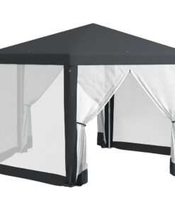 Outsunny Hexagonal Gazebo Patio, Outdoor Canopy Patio Party Tent Dark Grey