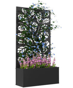 Outsunny Metal Raised Garden Bed with Trellis, Outdoor Elevated Planter Box