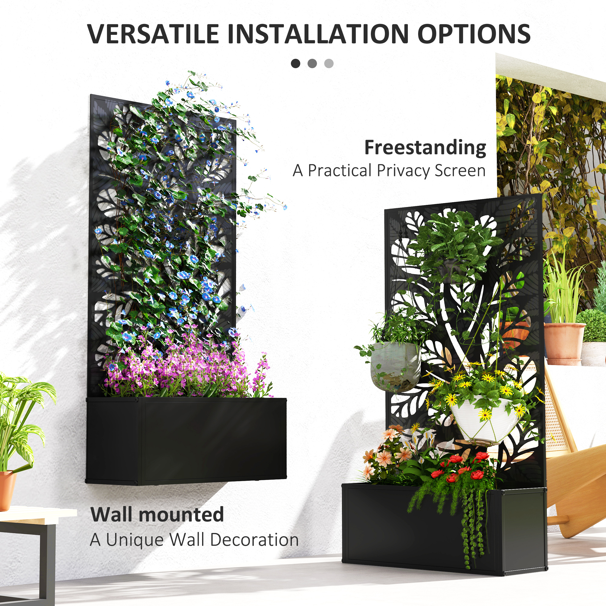 Outsunny Metal Raised Garden Bed with Trellis, Outdoor Elevated Planter Box - Image 4