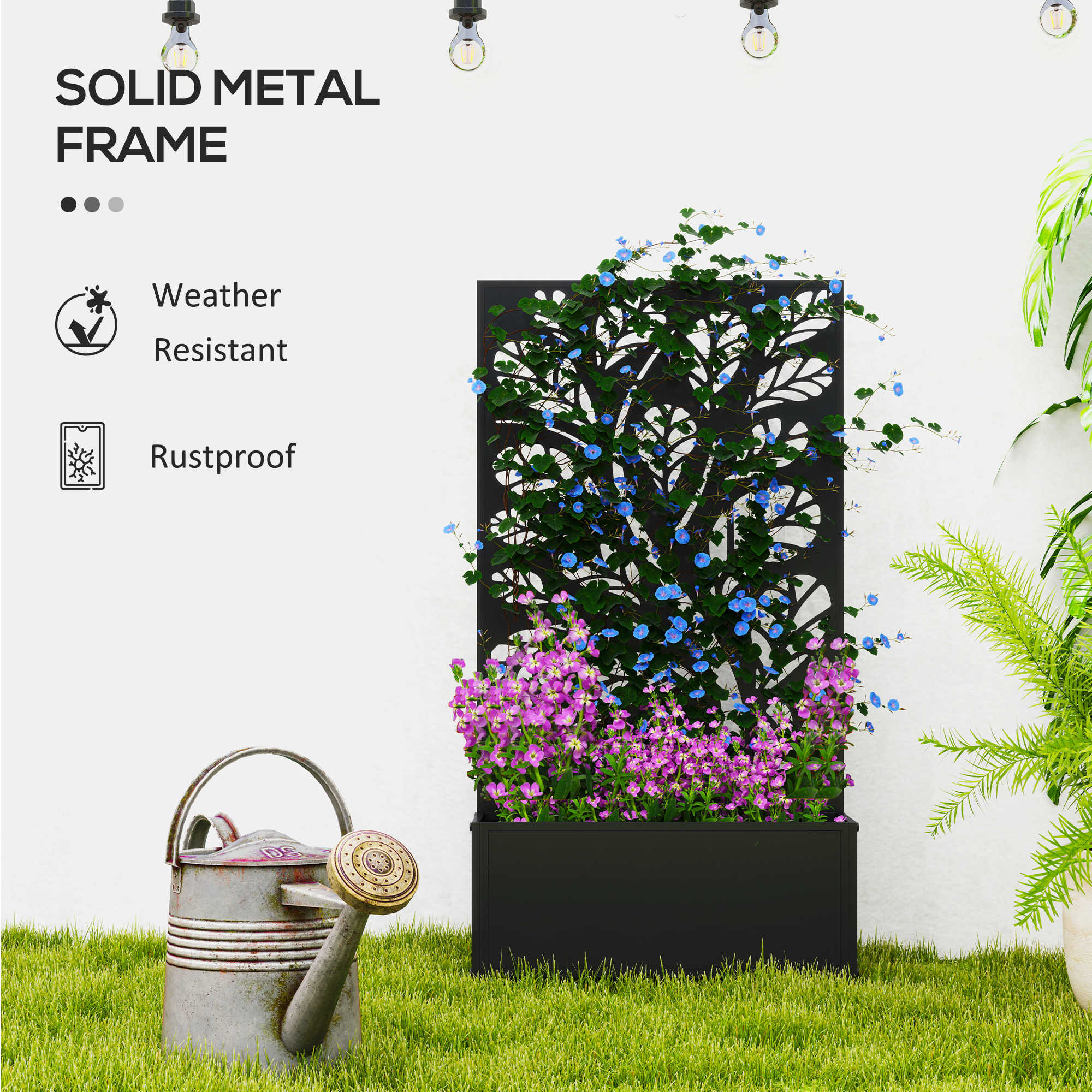Outsunny Metal Raised Garden Bed with Trellis, Outdoor Elevated Planter Box - Image 6