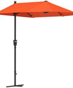 Outsunny 2m Half Garden Parasol Market Umbrella w/ Crank Handle, Orange