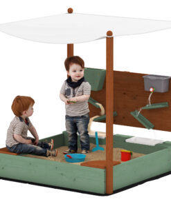 Outdoor Wooden Sandpit with Canopy & Toy Storage for Creative Play