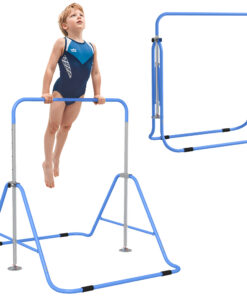 HOMCOM Kids Gymnastic Bar w/ Adjustable Height, Foldable Training Bar - Blue