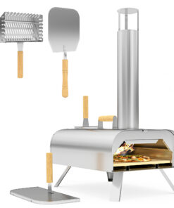 Outsunny Portable Wood Pellet Pizza Oven with Foldable Legs & 12-Inch Stone