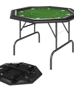 SPORTNOW 8 Player Foldable Poker Table with Cup Holders, Green