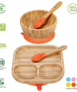 VINSANI BAMBOO BOWL, SQUARE PLATE & SPOON SET