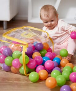 Vinsani Multicoloured Soft Plastic Play Pit Balls Non Toxic and BPA Free with Clear PVC Carry Bag for Indoor Outdoor Swimming Pool Ball pit Trampoline Play