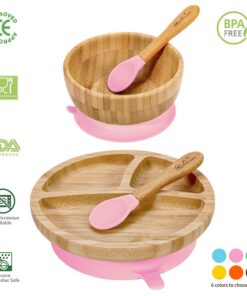 VINSANI BAMBOO BOWL, ROUND PLATE & SPOON SET
