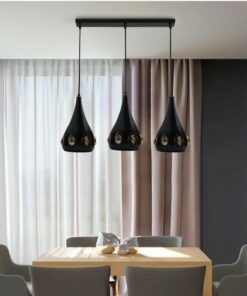 Modern Retro Industrial Crystal Ceiling Light Shade 3Head Hanging Pendant Lights