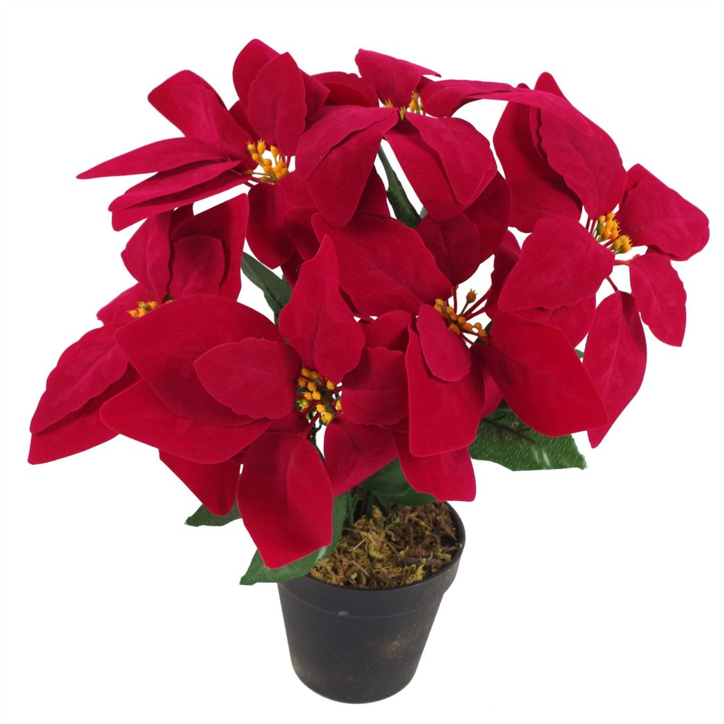 Artificial Christmas Xmas Poinsettias Silver Curve Large Metal Planter - Image 4