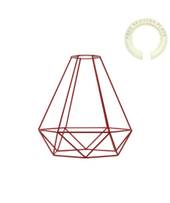 Vintage Red Metal Cage Industrial Wire Frame Pendant Light Loft Ceiling Lamp Shade~1902